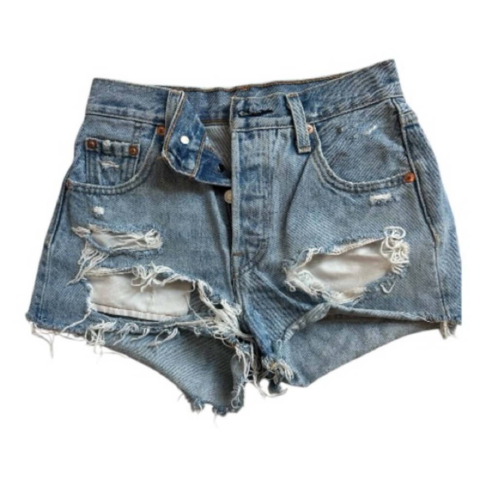 Levi's Light Blue Ripped cutoff Denim Shorts